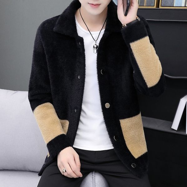 

chcw4 2020 new imitation men's mink fleece jacket men's autumn and fur loose fashion winter coat jacket thick youth tsoa7, Blue