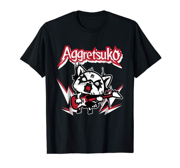 

aggretsuko rocker rage funny anime black t-shirt short sleeve tee shirt wholesale sport hooded sweatshirt hoodie
