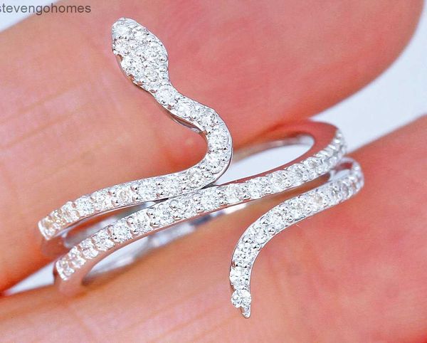 

zircon cao shi's sparkle women's diamond micro inlaid snake ring, personalized creative ring jewelry, Silver