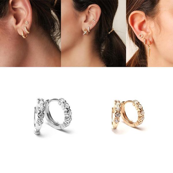 

hoop & huggie 100% 925 sterling silver earrings for woman girls couples luxury trendy bling small engagement wedding party1, Golden;silver