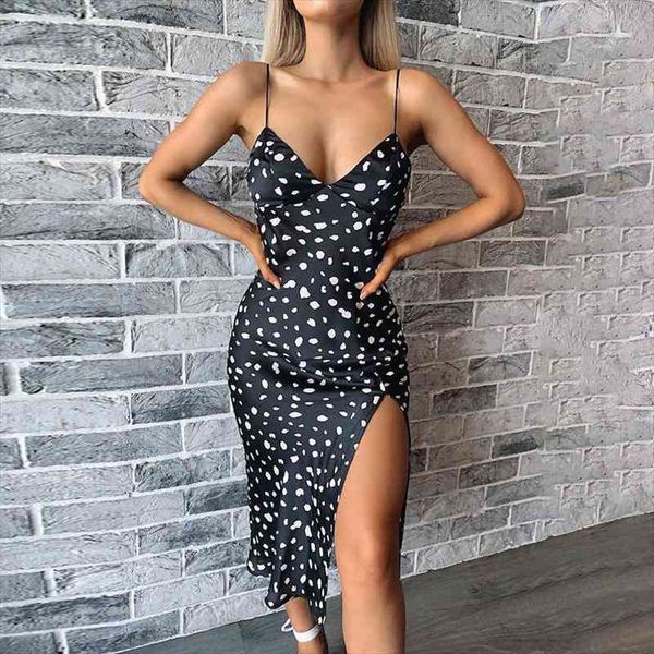 

fashion summer women sling straps backless sundress printed v neck backless high split party beach bodycon dress vestidos, Black;gray