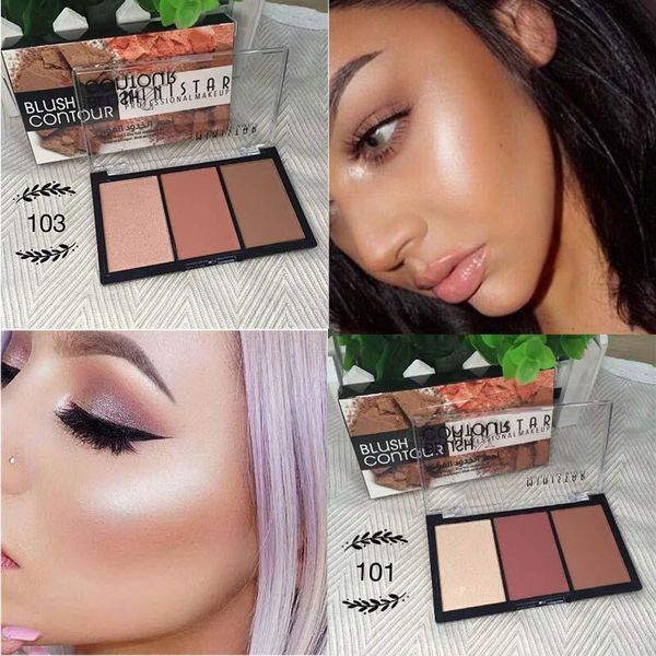 

3 colors matte shimmer blusher professional blush bronzer face contour powder blush palette highlighter makeup