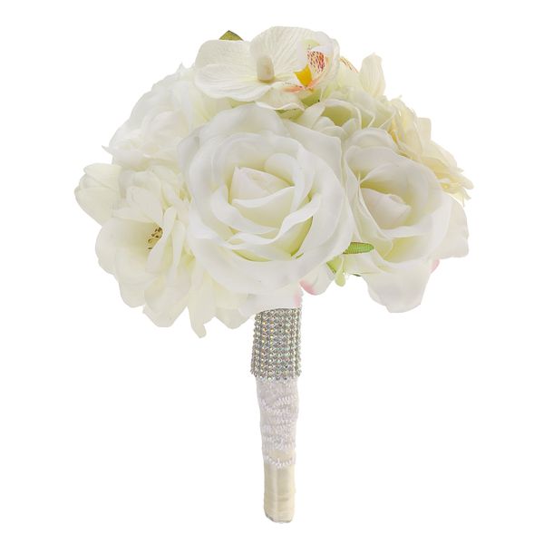 

wedding party bridal bridesmaid bouquet rose tulip orchids hand tied flower