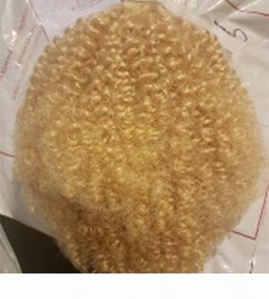 

virgin blonde drawstring ponytail clip in brazilian remy hair deep kinky curly 613 yellow blonde human ponytail extension 120g 140g, Black