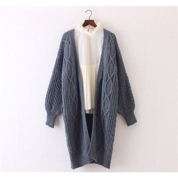 

winter autumn long female cardigans latern sleeve casual knitted poncho sweaters oversized long cardigans korean sueter t200820, White;black