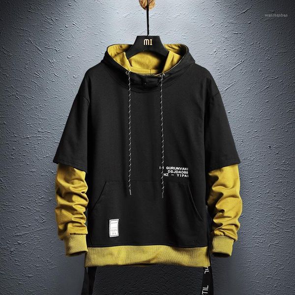 

hoodie sweatshirt mens hip hop pullover hoodies streetwear casual fashion clothes colorblock hoodie 2020 cotton1, Black