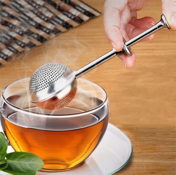 Filtro per infusore per tè con condimento a foglie sfuse, tipo pressa per palla da tè telescopica in acciaio inossidabile