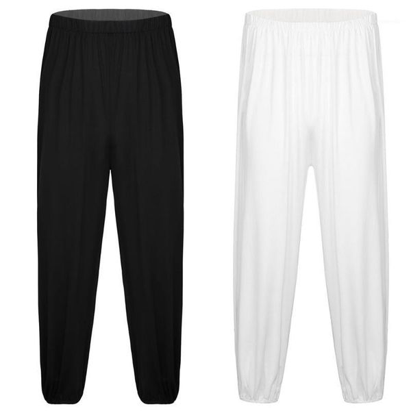 

yoga outfits men long loose pants full length jogging walk household trousers ice silk spring fitness pilates pant breathable sportwear1, White;red