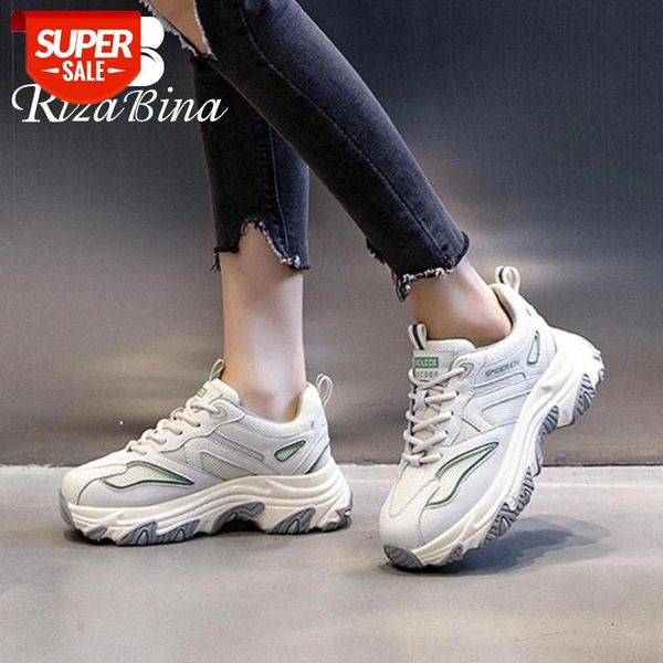 

rizabina new women sneakers cow leather mix color thick bottom sneakers women fashion cool ladies shoes footwear size 35-40 #ub8c