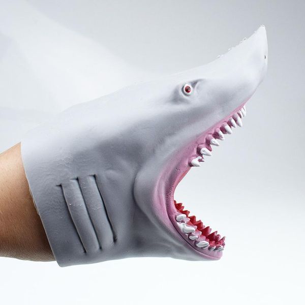 

thermoplastic rubber s-hark hand puppet toy props shark puppet novelty funny toy for childern gifts story tell wmtaun