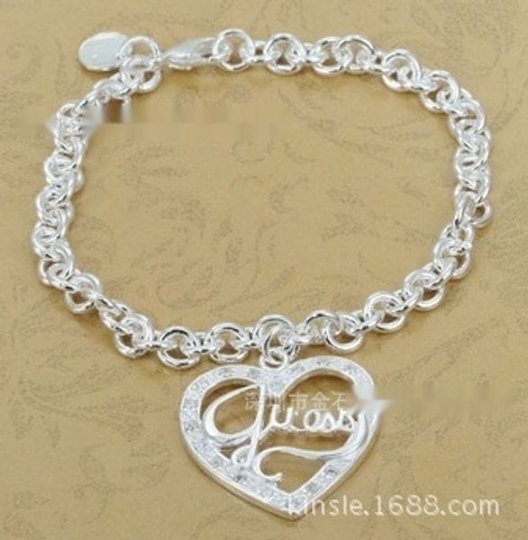 

fashionable and exquisite jewelry silver inlaid zirconium classic peach heart bracelet h225 bracelet diamond diamond jagzs, Golden;silver