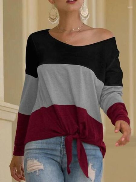 

unique nature womens open front off the shoulder shirts long sleeve color block pullover blouse tee tunic 1, White