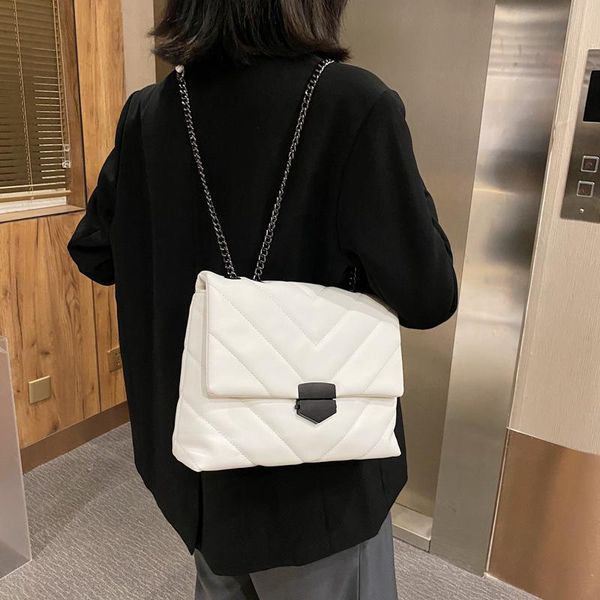 

large bag women 2020 winter new fashion pure color one-shoulder bag chain sloping bag