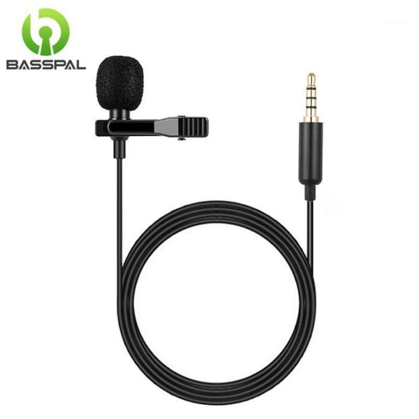 

basspal 1.5m mini portable microphone 3.5mm jack lavalier tie clip microphone mini audio mic for computer phone lap