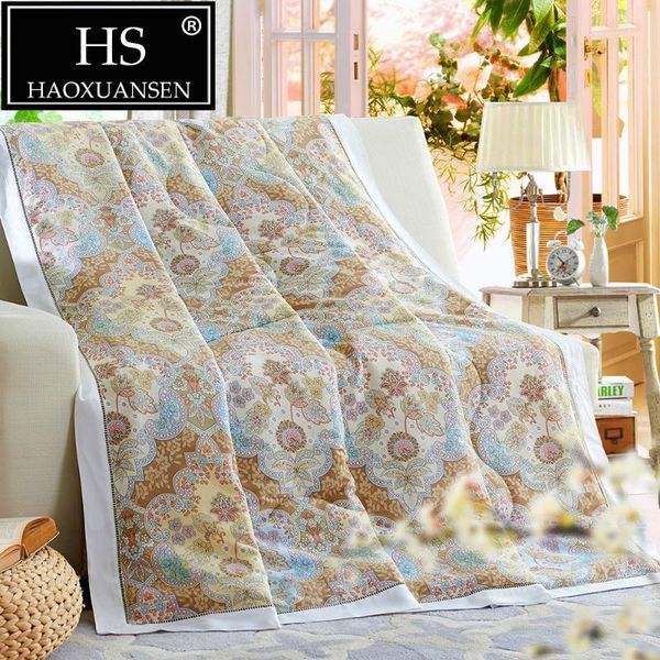

400 thread count 100% tencel fabric quilt air condition paisley pattern comforter soft thin quilts queen king size throw blanket1