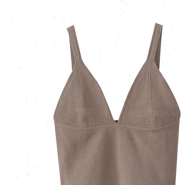 

2021 summer womens new simple french v neck sleeveless bottoming tight fitting slim knit short drop shipping, White