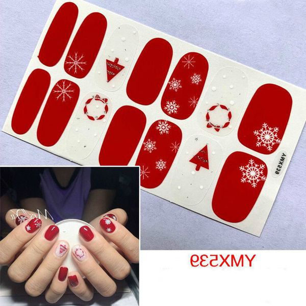 

14tips/sheet christmas art style nail elk snowflake decoration waterproof full cover wraps decal diy manicure sticker