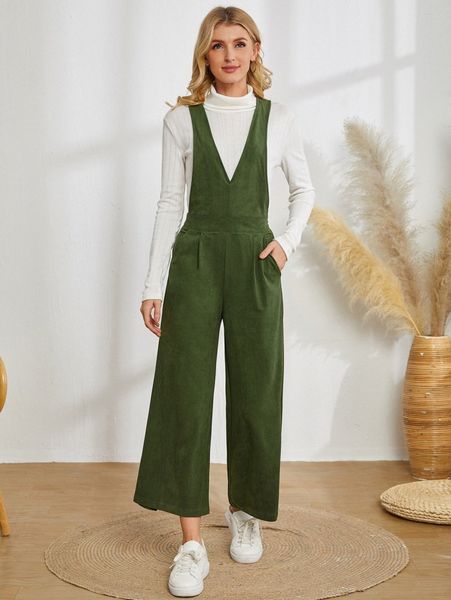 

emery rose slant pocket suede suspender jumpsuit without k4ah#, White