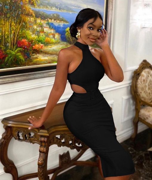 

white black sleeveless hollow out knee length rayon bandage dress elegant club party dress vestidos, Black;gray