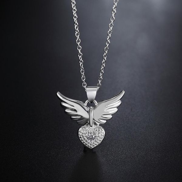 

wholesale silver color for women wedding noble beautiful fashion elegant charm pretty angel wings necklace jewelry jshn905 h bbyden