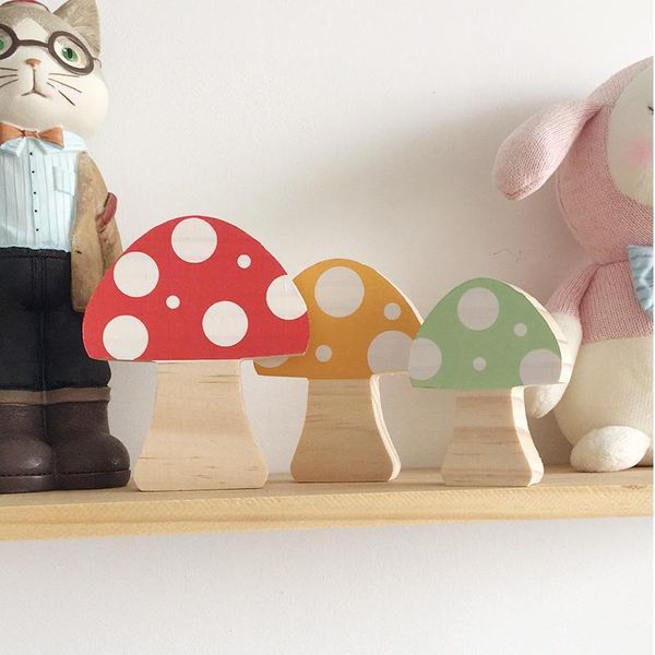 

decorative objects & figurines wooden mushroom block for kids room decor 3pcs/lot ornament baby nursery decoration nordic wood boy girl room