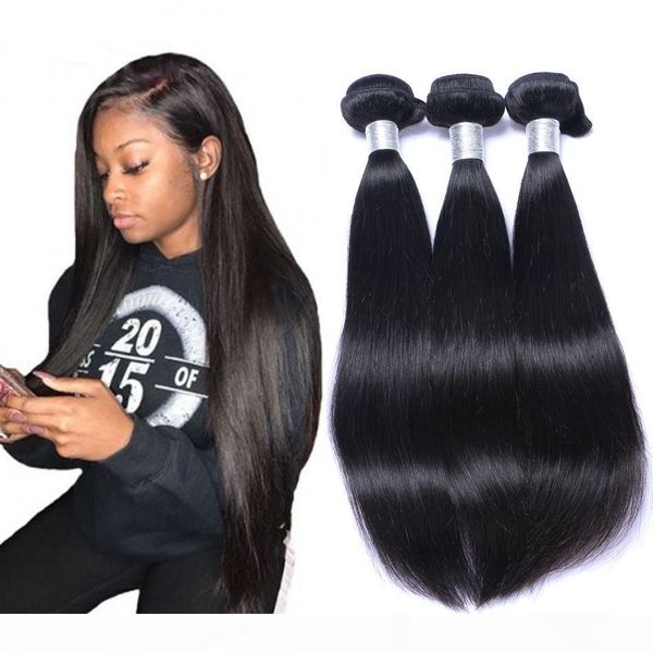 

brazillian straight hair bundles 3 bundles unprocessed human hair extension 1b virgin hair weaves 8-26 inch, Black