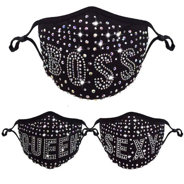

factory1pr7cotton dustproof letter face bling mask diamond protective mouth masks washable reusable women colorful rhine