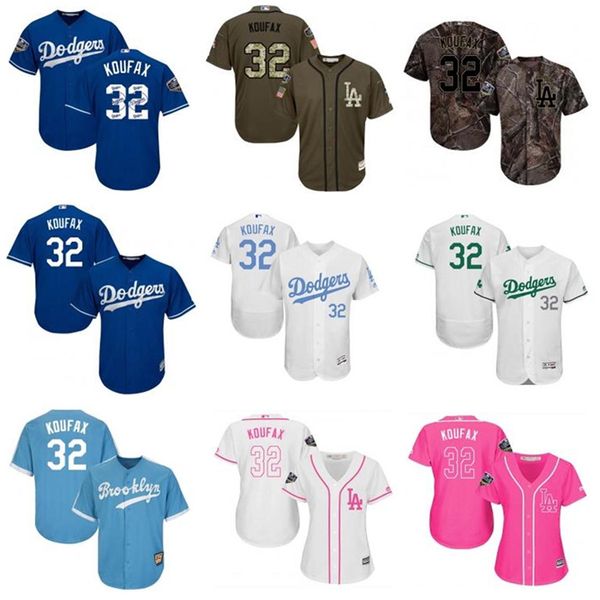 

ncaa custom 2021 dodger style jerseys black red white blue orange green army green 32 sandy koufax baseball jersey ing