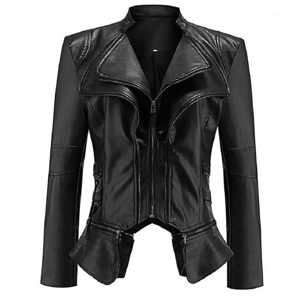 

spring autumn women faux leather jacket female gothic pu coat black red motorcycle jackets zipper jackets outwear moto coats1, Black;brown