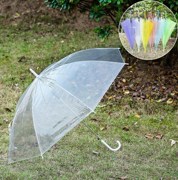 2022 neuer klarer Regenschirm, bunte Regenschirme, transparenter Regenschirm, Regenschirm mit langem Griff, für Mädchen und Frauen, beste Tanzleistung