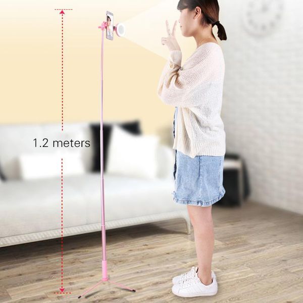 

1.2-meter live streaming selfie-portrait stand kit with aluminum alloy selfie stick integrated phone holder fill light + tripod1