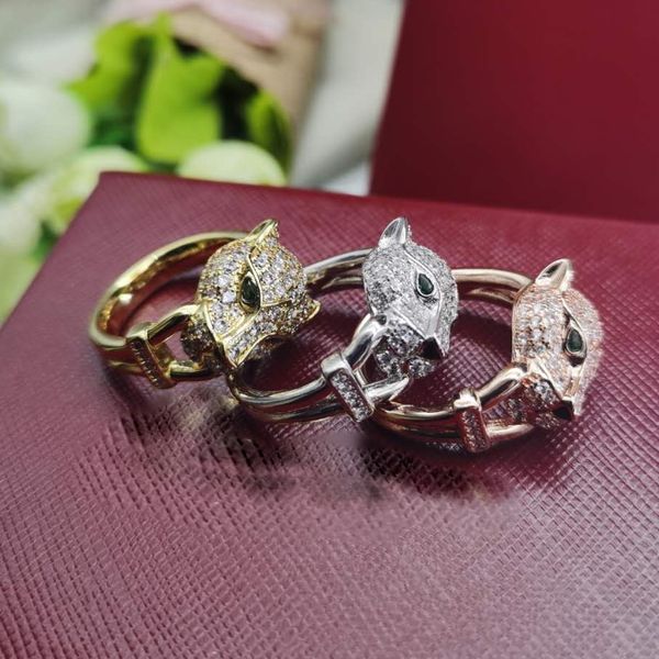 

panthere series ring diamonds luxury brand 18 k gilded rings brand design new selling diamond anniversary gift classic style with box band, Silver