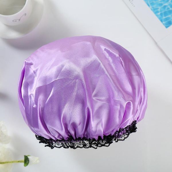 

waterproof shower cap double layer elastic bath hat bathing cap for women spa bathing accessory hair salon bathroom product h qylkae