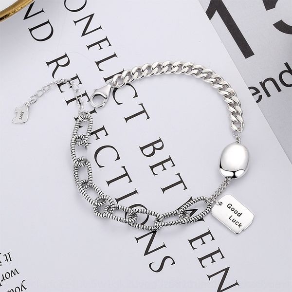 

behv8 s925 sterling old thai silver bracelet korean personality trend men and women fashion style bracelet braceletsilver braceletjewelry ha, Golden;silver