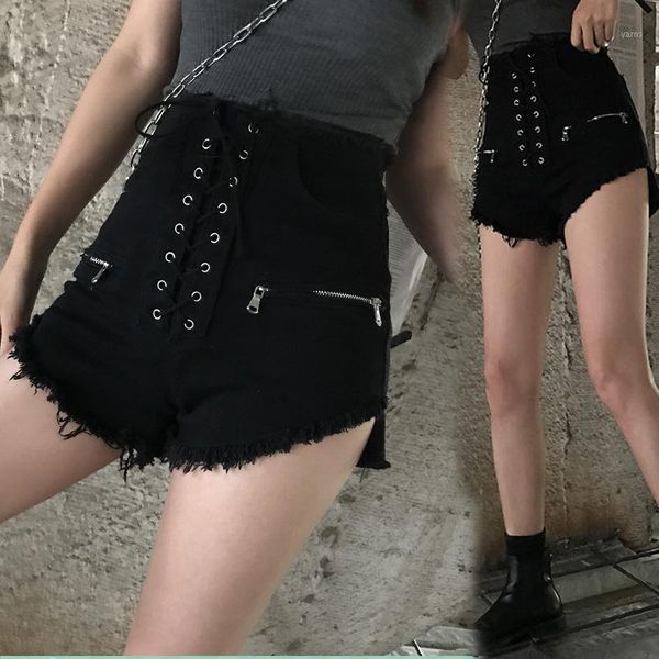 

korean version denim shorts women high waist bandage jeans women were thin shorts tassels jeans fashion1, Blue