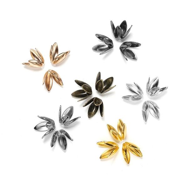 

100pcs lot bulk metal gold plated flower loose sparer apart end bead caps for jewelry making bracelet findings supplies h qylzxc, Silver