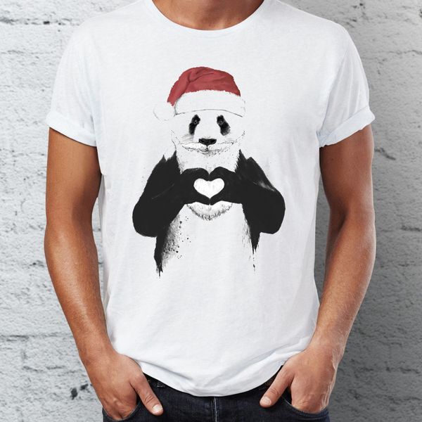 

мужская футболка santa lion panda с сердцем высокой рукой рисование artsy природа рождество tee спорта с капюшоном hoodie