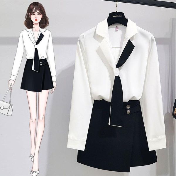 

woemn 2020 spring autumn new elegant 2 piece sets female solid color tied ladies button mini skirt suits v651, Gray