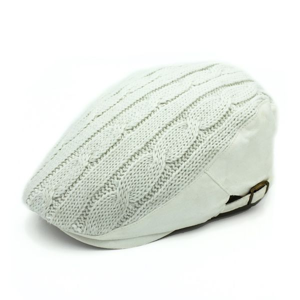 

outfly acrylic wool women's white beret winter casual flat hat, Blue;gray