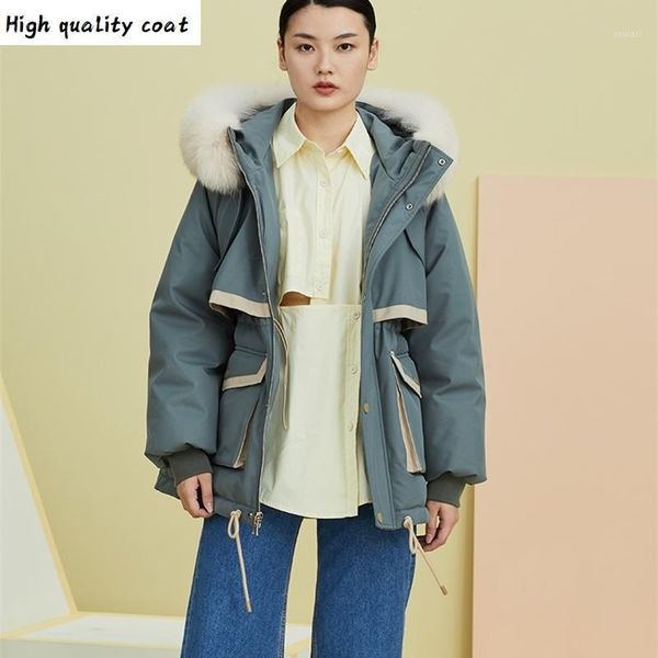 

down 90% gray women's duck winter jacket fur collar hooded jackets for women thicken warm coat female abrigo mujer zjt8811, Black