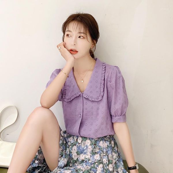 

embroidery cotton new vintage white shirt female oversize women short sleeve girls blouse summer women blouses femme blusas1