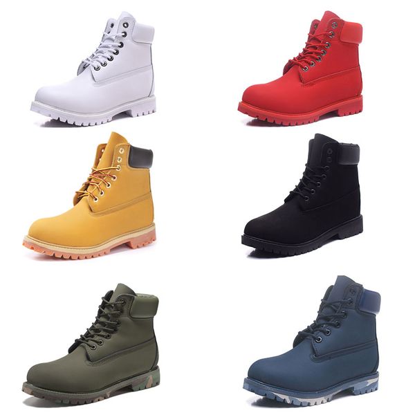 

men women classic yellow boots waterproof casual martin boot high cut snow boots hiking sports trainer shoes sneakers with box, Black