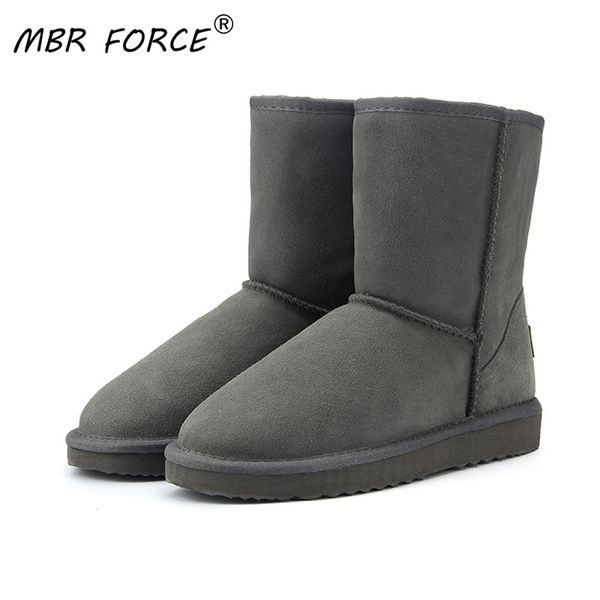 

mbr force genuine cowhide leather australia classic 100% wool snow boots women boots warm winter shoes for women c1011, Black;white