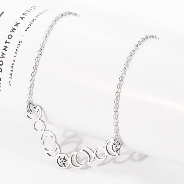 

sun moon pentagram silver color necklaces women witchcraft statement necklace jewelry gargantilla