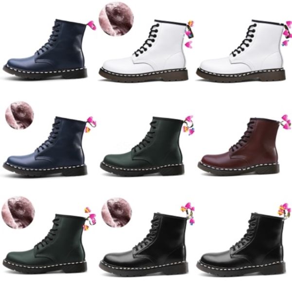 

2021 large supply classic 1460 boots ankle crystal sole genuine leather martin mens women womens fur snow genuine leather martins 6/8-hol#84, Black