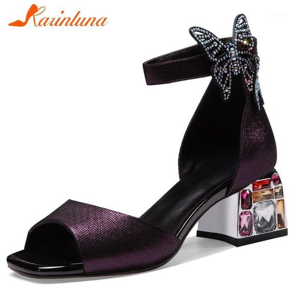 

dress shoes karin genuine leather female fahsion sandals open toe high heels butterfly knot women rhinestone shoes1, Black