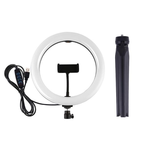 

10,2-дюймовый 26см desktop треугольник кронштейн led ring заливка light + телефон клип видео чат селфи фотография штатив