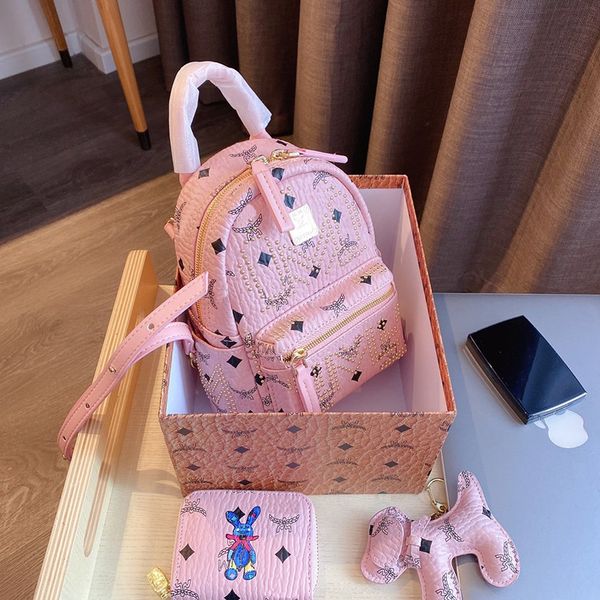 

ladies fashion backpacks with spikes sparkles designer purses women shopping outdoor bags handbags with box