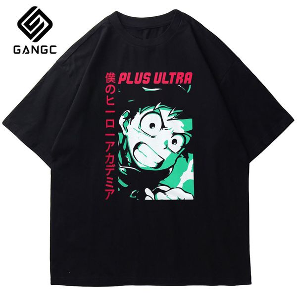 

новинка с коротким рукавом топы хлопок тис streetwear винтажном стиле хип-хоп футболка my hero academia майка спортивная с капюшоном hoodie