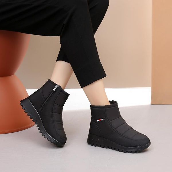 

women boots 2020 new winter boots female fashion snow women plush insole antislip waterproof ankle zapatos de mujer, Black